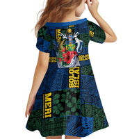 Solomon Islands Meri Kirihimete Family Matching Short Sleeve Bodycon Dress and Hawaiian Shirt Funny Santa Riding Shark LT9 - Polynesian Pride