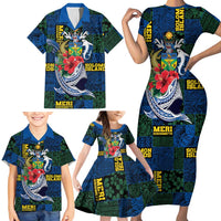 Solomon Islands Meri Kirihimete Family Matching Short Sleeve Bodycon Dress and Hawaiian Shirt Funny Santa Riding Shark LT9 - Polynesian Pride