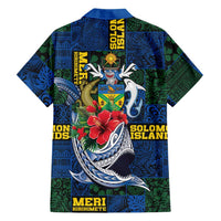 Solomon Islands Meri Kirihimete Family Matching Short Sleeve Bodycon Dress and Hawaiian Shirt Funny Santa Riding Shark LT9 - Polynesian Pride