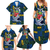 Solomon Islands Meri Kirihimete Family Matching Summer Maxi Dress and Hawaiian Shirt Funny Santa Riding Shark - Polynesian Pride