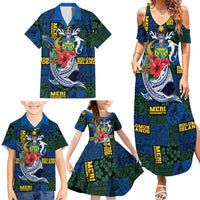 Solomon Islands Meri Kirihimete Family Matching Summer Maxi Dress and Hawaiian Shirt Funny Santa Riding Shark LT9 - Polynesian Pride