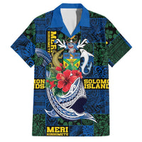 Solomon Islands Meri Kirihimete Family Matching Summer Maxi Dress and Hawaiian Shirt Funny Santa Riding Shark LT9 Dad's Shirt - Short Sleeve Blue - Polynesian Pride
