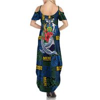 Solomon Islands Meri Kirihimete Family Matching Summer Maxi Dress and Hawaiian Shirt Funny Santa Riding Shark LT9 - Polynesian Pride