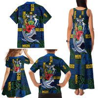 Solomon Islands Meri Kirihimete Family Matching Tank Maxi Dress and Hawaiian Shirt Funny Santa Riding Shark LT9 - Polynesian Pride