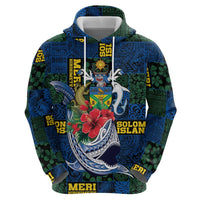 Solomon Islands Meri Kirihimete Hoodie Funny Santa Riding Shark - Polynesian Pride