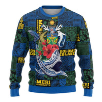 Solomon Islands Meri Kirihimete Ugly Christmas Sweater Funny Santa Riding Shark - Polynesian Pride