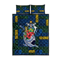 Solomon Islands Meri Kirihimete Quilt Bed Set Funny Santa Riding Shark - Polynesian Pride