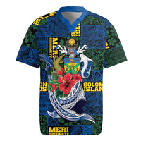 Solomon Islands Meri Kirihimete Rugby Jersey Funny Santa Riding Shark - Polynesian Pride