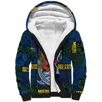 Solomon Islands Meri Kirihimete Sherpa Hoodie Funny Santa Riding Shark - Polynesian Pride