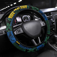 Solomon Islands Meri Kirihimete Steering Wheel Cover Funny Santa Riding Shark - Polynesian Pride