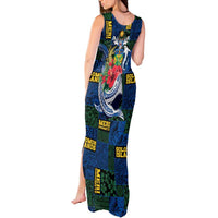 Solomon Islands Meri Kirihimete Tank Maxi Dress Funny Santa Riding Shark - Polynesian Pride