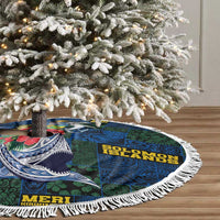 Solomon Islands Meri Kirihimete Tree Skirt Funny Santa Riding Shark - Polynesian Pride