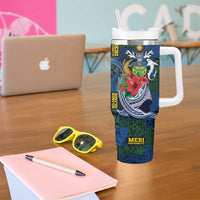 Solomon Islands Meri Kirihimete Tumbler With Handle Funny Santa Riding Shark - Polynesian Pride