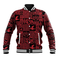Black Tonga Kilisimasi Fiefia Baseball Jacket Pacific Patchwork Xmas Vibes - Polynesian Pride