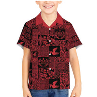 Black Tonga Kilisimasi Fiefia Family Matching Mermaid Dress and Hawaiian Shirt Pacific Patchwork Xmas Vibes LT9 Son's Shirt Black - Polynesian Pride