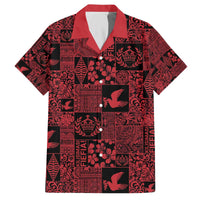 Black Tonga Kilisimasi Fiefia Family Matching Off The Shoulder Long Sleeve Dress and Hawaiian Shirt Pacific Patchwork Xmas Vibes LT9 Dad's Shirt - Short Sleeve Black - Polynesian Pride