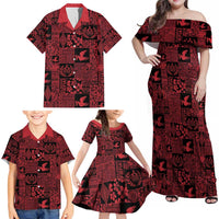 Black Tonga Kilisimasi Fiefia Family Matching Off Shoulder Maxi Dress and Hawaiian Shirt Pacific Patchwork Xmas Vibes LT9 - Polynesian Pride