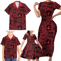 Black Tonga Kilisimasi Fiefia Family Matching Short Sleeve Bodycon Dress and Hawaiian Shirt Pacific Patchwork Xmas Vibes LT9 - Polynesian Pride
