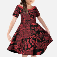 Black Tonga Kilisimasi Fiefia Family Matching Summer Maxi Dress and Hawaiian Shirt Pacific Patchwork Xmas Vibes LT9 Daughter's Dress Black - Polynesian Pride