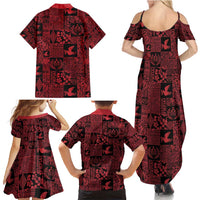 Black Tonga Kilisimasi Fiefia Family Matching Summer Maxi Dress and Hawaiian Shirt Pacific Patchwork Xmas Vibes - Polynesian Pride