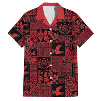 Black Tonga Kilisimasi Fiefia Family Matching Summer Maxi Dress and Hawaiian Shirt Pacific Patchwork Xmas Vibes LT9 Dad's Shirt - Short Sleeve Black - Polynesian Pride