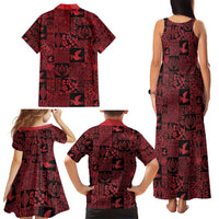 Black Tonga Kilisimasi Fiefia Family Matching Tank Maxi Dress and Hawaiian Shirt Pacific Patchwork Xmas Vibes - Polynesian Pride
