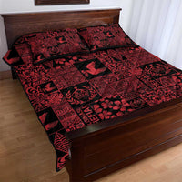 Black Tonga Kilisimasi Fiefia Quilt Bed Set Pacific Patchwork Xmas Vibes - Polynesian Pride