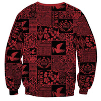Black Tonga Kilisimasi Fiefia Sweatshirt Pacific Patchwork Xmas Vibes - Polynesian Pride