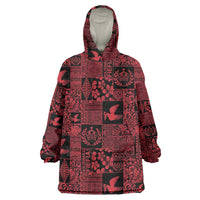 Black Tonga Kilisimasi Fiefia Wearable Blanket Hoodie Pacific Patchwork Xmas Vibes - Polynesian Pride