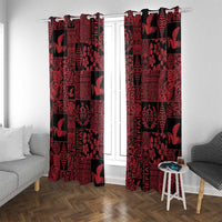 Black Tonga Kilisimasi Fiefia Window Curtain Pacific Patchwork Xmas Vibes - Polynesian Pride