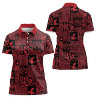 Black Tonga Kilisimasi Fiefia Women Polo Shirt Pacific Patchwork Xmas Vibes - Polynesian Pride