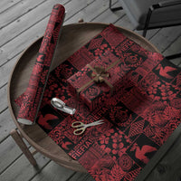 Black Tonga Kilisimasi Fiefia Wrapping Paper Pacific Patchwork Xmas Vibes - Polynesian Pride