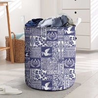 Blue Tonga Kilisimasi Fiefia Laundry Basket Pacific Patchwork Xmas Vibes - Polynesian Pride