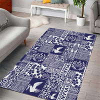 Blue Tonga Kilisimasi Fiefia Area Rug Pacific Patchwork Xmas Vibes - Polynesian Pride
