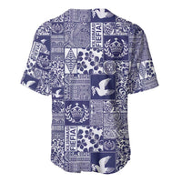 Blue Tonga Kilisimasi Fiefia Baseball Jersey Pacific Patchwork Xmas Vibes - Polynesian Pride