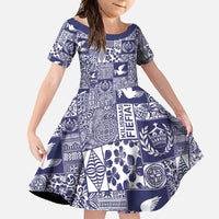 Blue Tonga Kilisimasi Fiefia Family Matching Mermaid Dress and Hawaiian Shirt Pacific Patchwork Xmas Vibes LT9 Daughter's Dress Blue - Polynesian Pride