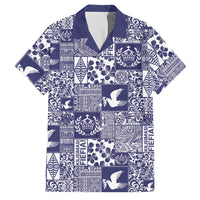 Blue Tonga Kilisimasi Fiefia Family Matching Mermaid Dress and Hawaiian Shirt Pacific Patchwork Xmas Vibes LT9 Dad's Shirt - Short Sleeve Blue - Polynesian Pride