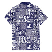 Blue Tonga Kilisimasi Fiefia Family Matching Off The Shoulder Long Sleeve Dress and Hawaiian Shirt Pacific Patchwork Xmas Vibes LT9 - Polynesian Pride