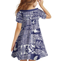 Blue Tonga Kilisimasi Fiefia Family Matching Off Shoulder Short Dress and Hawaiian Shirt Pacific Patchwork Xmas Vibes LT9 - Polynesian Pride
