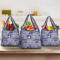 Blue Tonga Kilisimasi Fiefia Grocery Bag Pacific Patchwork Xmas Vibes - Polynesian Pride