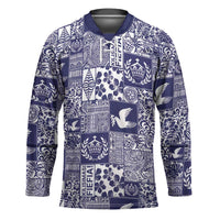 Blue Tonga Kilisimasi Fiefia Hockey Jersey Pacific Patchwork Xmas Vibes - Polynesian Pride