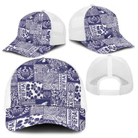 Blue Tonga Kilisimasi Fiefia Mesh Trucker Cap Pacific Patchwork Xmas Vibes - Polynesian Pride