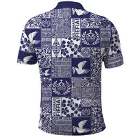 Blue Tonga Kilisimasi Fiefia Polo Shirt Pacific Patchwork Xmas Vibes - Polynesian Pride