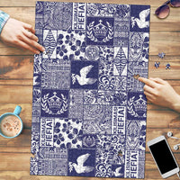 Blue Tonga Kilisimasi Fiefia Puzzle Pacific Patchwork Xmas Vibes - Polynesian Pride