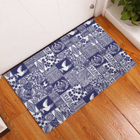 Blue Tonga Kilisimasi Fiefia Rubber Doormat Pacific Patchwork Xmas Vibes - Polynesian Pride