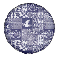 Blue Tonga Kilisimasi Fiefia Spare Tire Cover Pacific Patchwork Xmas Vibes - Polynesian Pride