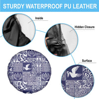 Blue Tonga Kilisimasi Fiefia Spare Tire Cover Pacific Patchwork Xmas Vibes - Polynesian Pride