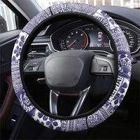 Blue Tonga Kilisimasi Fiefia Steering Wheel Cover Pacific Patchwork Xmas Vibes - Polynesian Pride