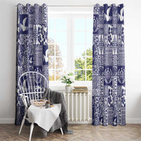 Blue Tonga Kilisimasi Fiefia Window Curtain Pacific Patchwork Xmas Vibes - Polynesian Pride