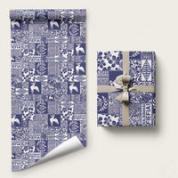 Blue Tonga Kilisimasi Fiefia Wrapping Paper Pacific Patchwork Xmas Vibes - Polynesian Pride